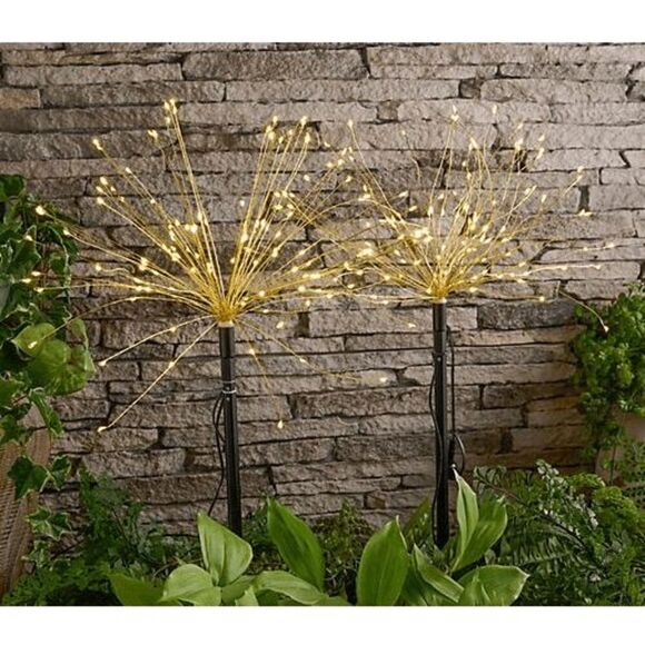 QVC Bethlehem Lights Telescoping 2 Piece Star Burst Stake Lights Gold Wire New - Picture 2 of 2